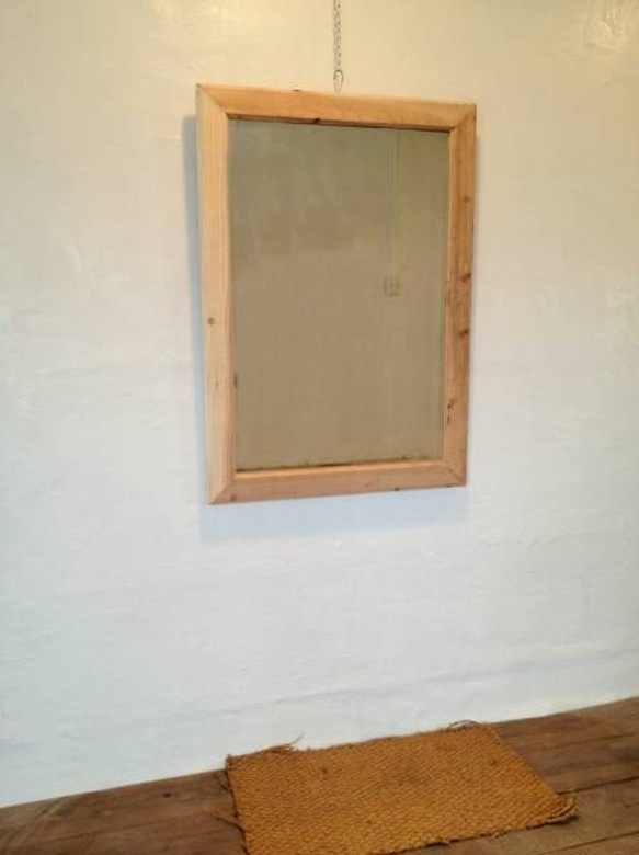 数量限定　WMW-N　古材　鏡　ミラー　木製枠　壁掛け　置き鏡　美容室　中型　サロン　アパレル店　ご自宅 より歪みの少ないプロモデル クリアーブラウン 色ムラ