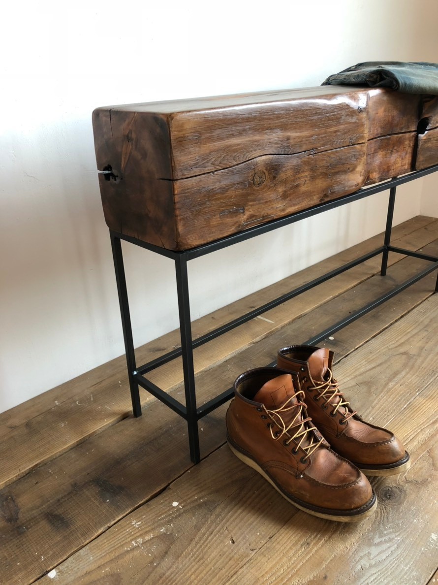 数量限定　MBT-01-100　古材　ベンチ　イス　椅子　サイドテーブル　ディスプレイ　テーブル