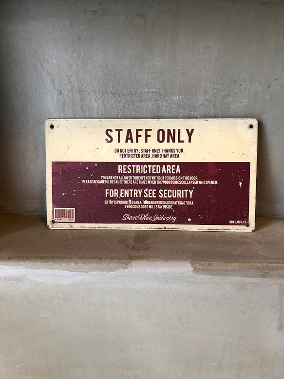 數量有限 FOISP-SO 鐵質標誌 鐵質標誌 STAFF ONLY Staff Only 禁止人員進入標誌牌 第1張的照片