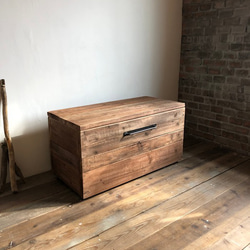数量限定　M-BOX　収納　ボックス　椅子　ベンチ チェアー　キャスター　収納箱　古材　木箱　アイアン　ウッドボックス 3枚目の画像