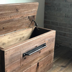 数量限定　M-BOX　収納　ボックス　椅子　ベンチ チェアー　キャスター　収納箱　古材　木箱　アイアン　ウッドボックス 5枚目の画像