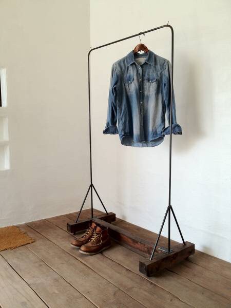 数量限定　MHR3-H　ハンガーラック　アイアン　インダストリアル　 木製　キャスター付き　サイズオーダー