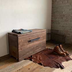 数量限定　M-BOX-mini　収納　ボックス　椅子　ベンチ キャスター　収納箱　古材　木箱　アイアン　ウッドボックス 9枚目の画像