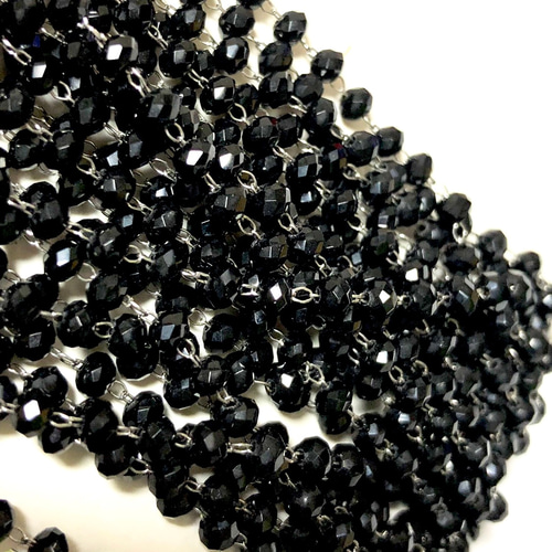 ステンレス ビーズチェーン 黒 金具・チェーン あめ色/普通郵便