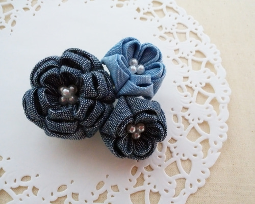 デニムリメイク☆ヘアクリップ✨ デニムリメイク☆大人チック❥ヘアクリップ✨ ☽☽☽︎‪︎.*·̩͙