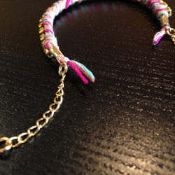 Bijou Bracelet (suede)/ deep pink × mint green 3枚目の画像