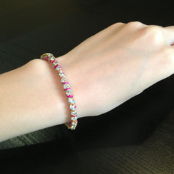 Bijou Bracelet (suede)/ deep pink × mint green 4枚目の画像