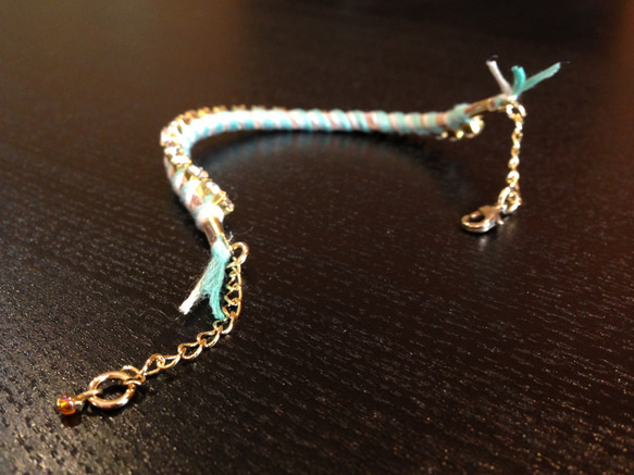 Bijou Bracelet (suede)/ mint green × white 3枚目の画像