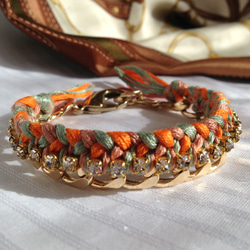 【ご予約品】Bijou Bracelet (chain)/ orange × ash green 1枚目の画像