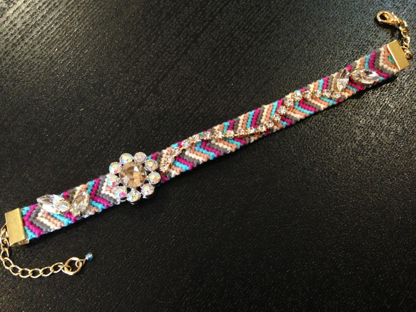 Bijou Bracelet (miçanga) / beige purple 2枚目の画像