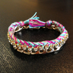 【オーダー品】Bijou Bracelet (chain)/ mint green × pink 2枚目の画像