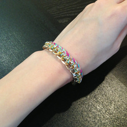 【オーダー品】Bijou Bracelet (chain)/ mint green × pink 3枚目の画像