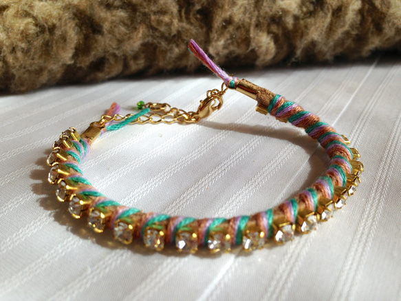 Bijou Bracelet (suede)/ lavender × emerald 1枚目の画像