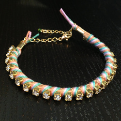 Bijou Bracelet (suede)/ lavender × emerald 2枚目の画像