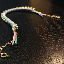 Bijou Bracelet (suede)/ lavender × emerald 3枚目の画像