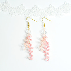 【訂製】珊瑚藤花 耳環 Tatting Wisteria Flower Earrings 第2張的照片