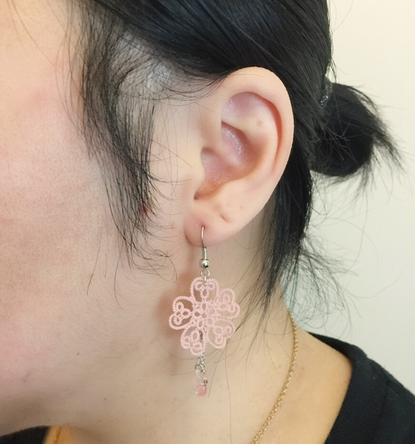 armei《訂製》櫻花片片 耳環 桜の花 Spring Sakura Cherry Blossom Earrings 第4張的照片