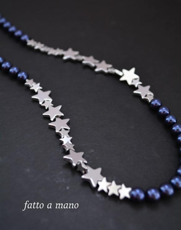 Twinkle Starネックレス（Navy×Silver） 2枚目の画像