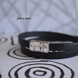 Bijou Leather Double Bracelets(Black) 1枚目の画像