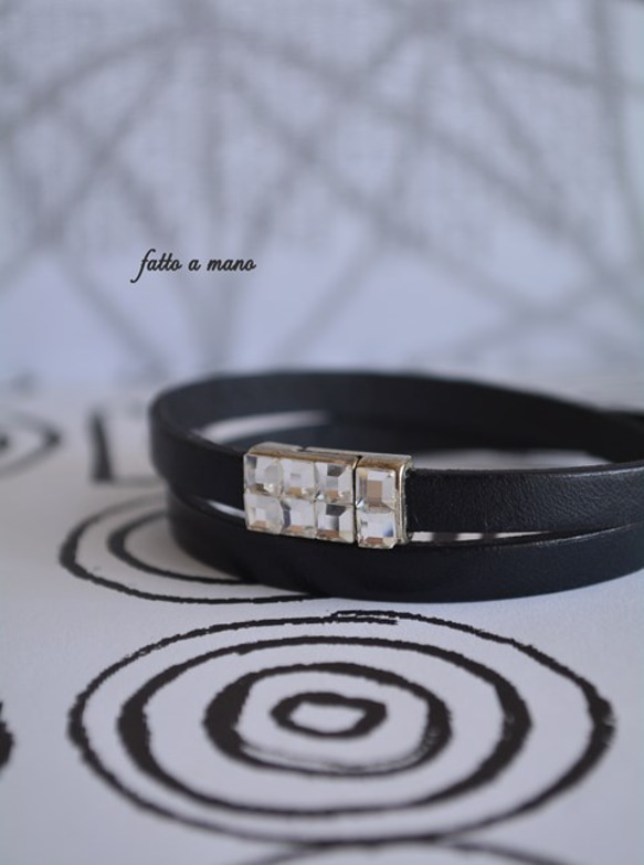 Bijou Leather Double Bracelets(Black) 1枚目の画像