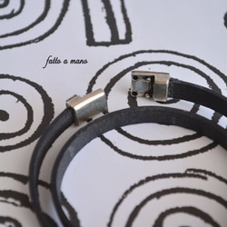 Bijou Leather Double Bracelets(Black) 2枚目の画像