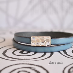 Bijou Leather Double Bracelets(Light Blue) 1枚目の画像
