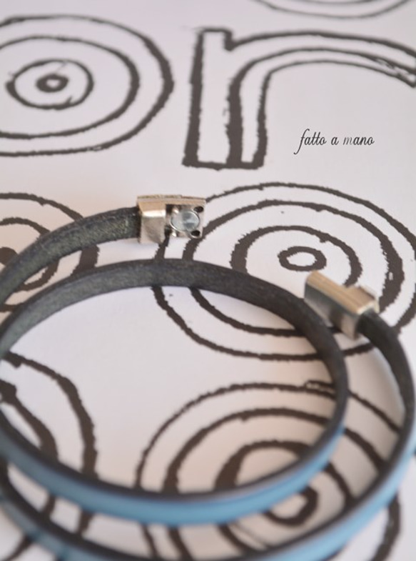Bijou Leather Double Bracelets(Light Blue) 2枚目の画像