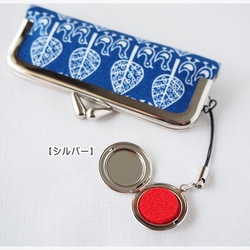 ■ がま口印鑑ケース / 白の小花柄 ■ hanko case (bwf) 6枚目の画像