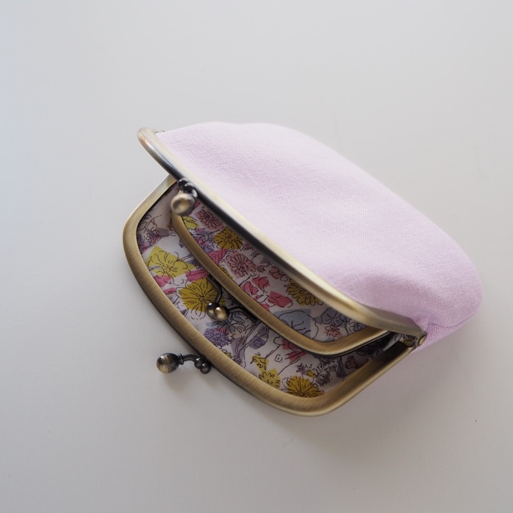 ■リネン×リバティの親子がま口財布【ミニマムサイズ】■ lucas (lnn-lvd-lbt-cff）