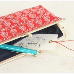 ■小鳥柄ドイツコットンのがま口スクエア通帳ケース■ dune (k) 3枚目の画像