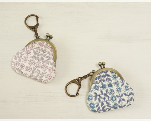 □リバティ×ミナペルホネンのミニがま口キーホルダー・アンティーク