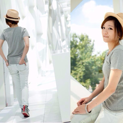 排他的なバージョンプライムT MIT100％のコーマコットンTシャツ【黒/白/グレーの女性モデル女性] 3枚目の画像