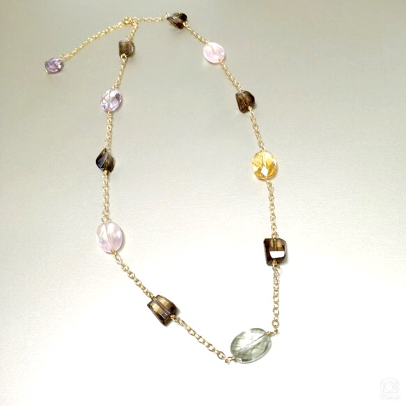 N228　アメジストシトリンステーションネックレス