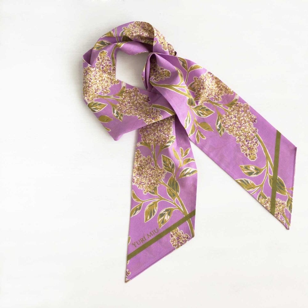 スカーフ｜リラの花　パープル（細長フォルム / コットン100%）