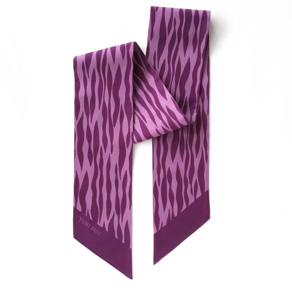 斜紋圍巾｜波紋紫洋紅色（棉） 第5張的照片