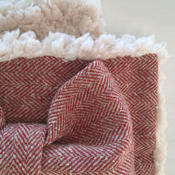 軟♪絲帶圍巾（人字形×蟒蛇）傳統紅色×白色 第3張的照片