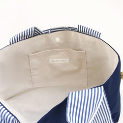 Ribbon Tote* mignon (Navy Stripe x Navy Canvas) 春夏版。 第5張的照片