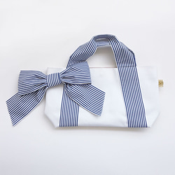 Ribbon Tote* mignon (海軍條紋 x 白色帆布) 春夏版。 第5張的照片