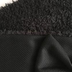 軟♪絲帶圍巾（羊毛x pudou毛皮）格子圖案黑色 第5張的照片
