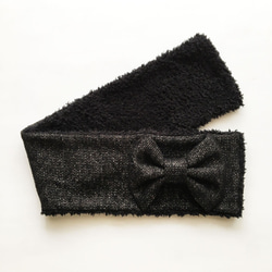 Kira Fuwa☆絲帶圍巾（無懈可擊的針織×貴賓犬毛皮）黑色×黑色 第4張的照片