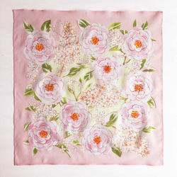 手帕｜甜美的花朵玫瑰和丁香（淡粉紅色）迷你尺寸/棉 第8張的照片