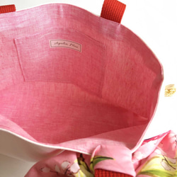 トート & リボンスカーフ「初夏のスズラン」（ホワイト帆布 / ピンク） 4枚目の画像