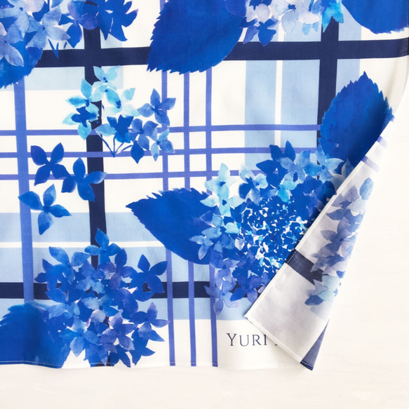 圍巾｜繡球花/藍色美麗的藍色季節（大號/棉） 第7張的照片