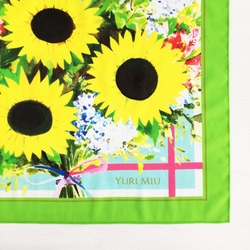 迷你圍巾“向日葵花束向日葵花束（綠色）”（棉） 第4張的照片