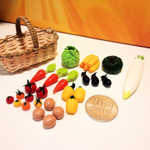 ミニチュア粘土 野菜盛りだくさん！【9種25個セット】 レジン・樹脂