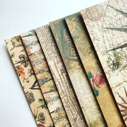 アンティークペーパーグッズ オリジナル デザインペーパー アンティーク系 6種セット A4 包装