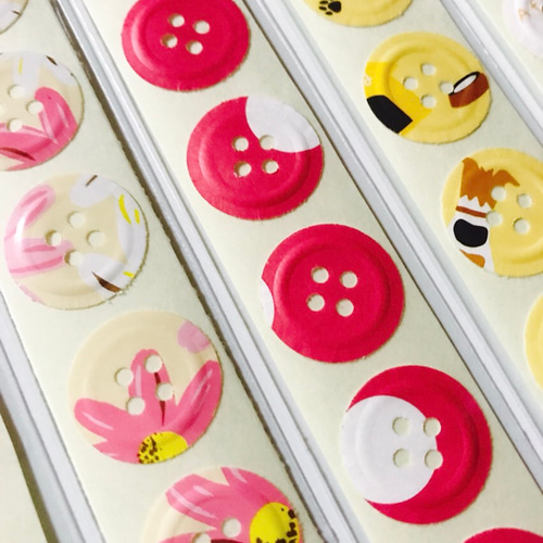 送料無料 かわいいボタンのシール 5柄アソート 帯シートタイプ シール
