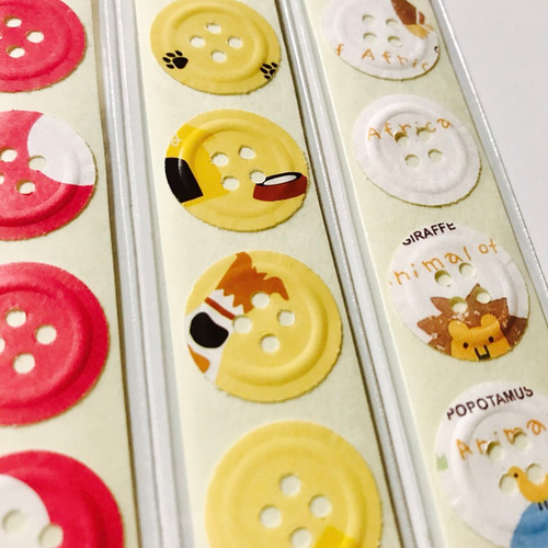 送料無料 かわいいボタンのシール 5柄アソート 帯シートタイプ シール