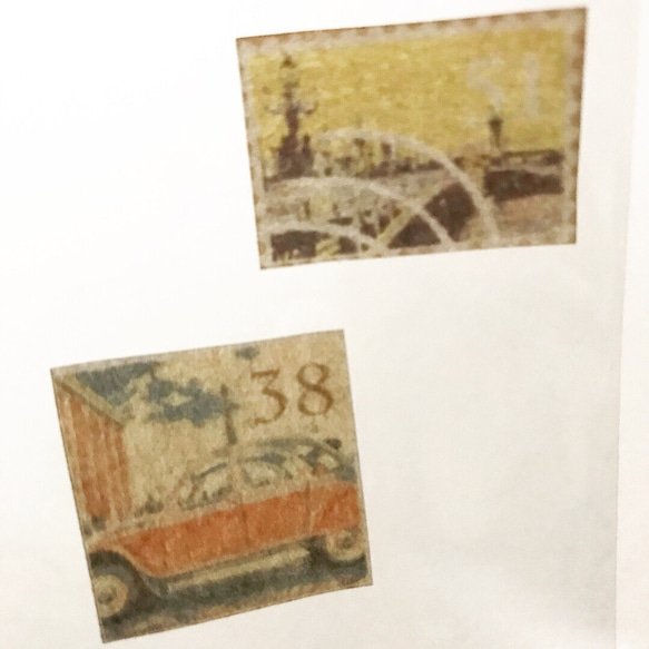 送料無料 オリジナル 切手柄 透けるフレークシール アンティーク 3枚目の画像
