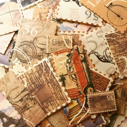 送料無料 オリジナル 切手柄 フレークシール アンティーク 2枚目の画像